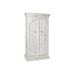 Pegane Armoire en bois blanc avec 2 portes et 3 étagères - Largeur 100 x Hauteur 190 x Profondeur 43cm