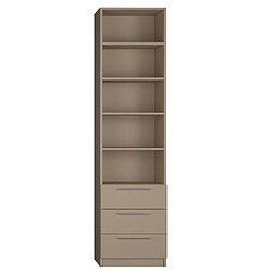 Inside 75 Armoire de rangement bibliothèque + 3 tiroirs coloris taupe mat largeur 50 cm 