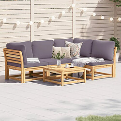 vidaXL Salon de jardin avec coussins 5 pcs Bois d'acacia solide 