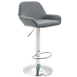 Decoshop26 Lot de 2 tabourets de bar repose-pieds en forme d'arc en métal chromé assise en PVC gris 10_0004021