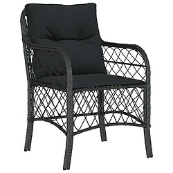 Avis Maison Chic Ensemble de bistro 3 pcs avec coussins,Table + chaises + coussins de jardin noir résine tressée -GKD368901