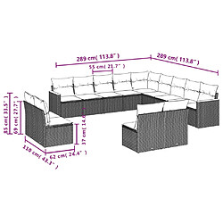 vidaXL Salon de jardin avec coussins 13 pcs noir résine tressée pas cher