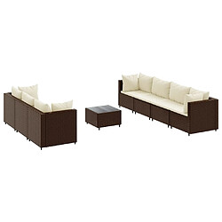 vidaXL Salon de jardin avec coussins 8 pcs marron résine tressée