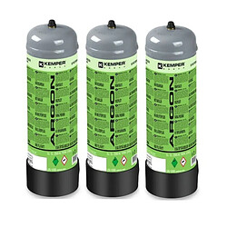 Pack 3 Bouteilles de gaz ARGON + CO2 110 Bar 2.2 Litres KEMPER Soudage semi-automatique Bonbonne gaz Grande contenance Jetable