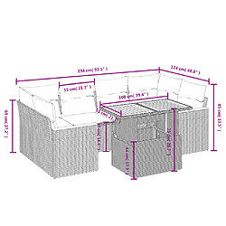 Acheter vidaXL Salon de jardin avec coussins 7 pcs gris résine tressée