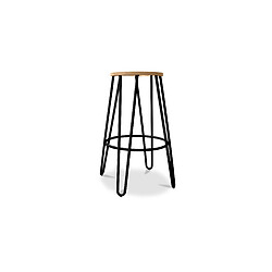 Acheter ICONIK INTERIOR Tabouret rond - Design industriel - Bois et métal - 66cm - Hairpin Noir