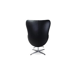 ICONIK INTERIOR Cocoon Chair avec ottoman - Cuir Premium Noir pas cher