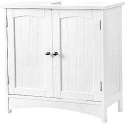 Helloshop26 Meuble sous lavabo armoire de rangement 2 portes battantes 2 casiers 1 séparateur amovible anti-humidité 60 x 30 x 60 cm blanc 12_0000680