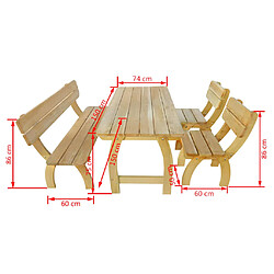 Avis vidaXL Jeu de salle à manger d'extérieur 4 pcs Bois de pin imprégné