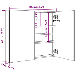 vidaXL Armoire de salle de bain à miroir LED 80x12,2x68 cm pas cher