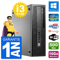 PC HP EliteDesk 800 G2 SFF Intel i3-6100 RAM 16Go Disque 500Go Windows 10 Wifi - Occasion