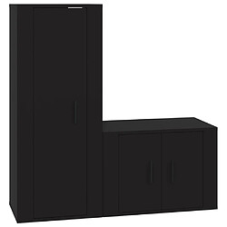 Maison Chic Ensemble de meubles TV 2 pcs pour salon - noir bois d'ingénierie -MN79821