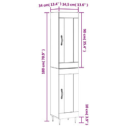 vidaXL Buffet haut Noir 34,5x34x180 cm Bois d'ingénierie pas cher