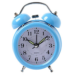 numérique 3d double cloche horloge carillon horloge fort réveil batterie puissance 3inch bleu