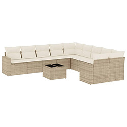 Maison Chic Salon de jardin 11 pcs avec coussins | Ensemble de Table et chaises | Mobilier d'Extérieur beige résine tressée -GKD82014