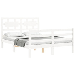 Acheter Maison Chic Cadre/structure de lit avec tête de lit pour adulte - Lit Moderne Chambre blanc 140x190 cm bois massif -MN54403