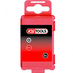 KS TOOLS 911.7706 Boite de 5 embouts de vissage TORX percé L.75mm 1/4'' T27 