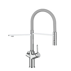 Acheter VIZIO Robinet de cuisine 4 Voies chromé bec gris orientable, douche 2 jets détachable