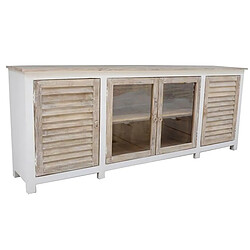 Pegane Buffet Meuble de rangement en bois coloris naturel/marron - Longueur 210 x Hauteur 82 x Profondeur 40cm