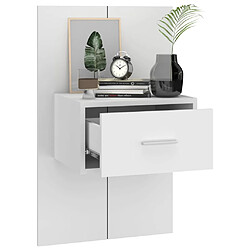 Avis vidaXL Table de chevet murale Blanc brillant