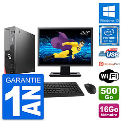 PC Fujitsu D556 DT Ecran 22" Intel G4400 RAM 16Go Disque 500Go Windows 10 Wifi - Occasion