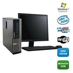 Lot PC DELL Optiplex 790 SFF Pentium G840 2.8Ghz 2Go 250Go WIFI W7 Pro +Ecran 19 - Occasion