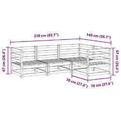 vidaXL Salon de jardin 4 pcs bois massif sapin de douglas pas cher