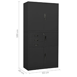 vidaXL Armoire de bureau Anthracite 90x40x180 cm Acier pas cher