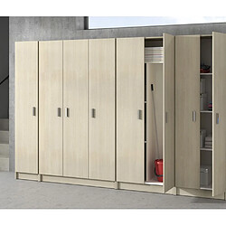 Avis Pegane Armoire de rangement 2 portes en mélamine coloris chêne - Dim : H180 x L58.5 x P37 cm