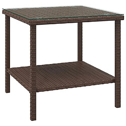 Maison Chic Table d'appoint | Table Basse marron 45x45x45 cm poly rotin et verre trempé -GKD64591