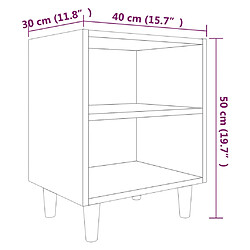 vidaXL Tables de chevet et pieds en bois 2 pcs Chêne fumé 40x30x50 cm pas cher