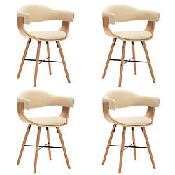 Decoshop26 Lot de 4 chaises de salle à manger cuisine design moderne synthétique crème et bois courbé CDS021464