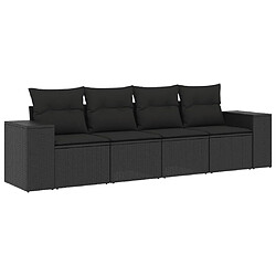 Maison Chic Salon de jardin 4 pcs avec coussins | Ensemble de Table et chaises | Mobilier d'Extérieur noir résine tressée -GKD87395