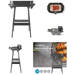 NEDIS Barbecue électrique de table et sur pieds 2000 W Dim 46 x 28cm pour intérieur ou extérieur 