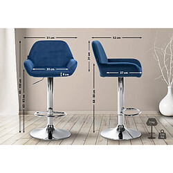 Non Lot de 2 tabourets de bar Braga velours chrome