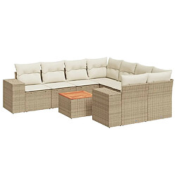 Maison Chic Salon de jardin avec coussins 9 pcs | Ensemble de Table et chaises | Mobilier d'Extérieur beige résine tressée -GKD58504