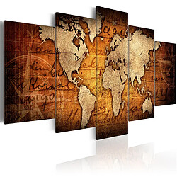 Decoshop26 Tableau toile de décoration murale impression premium en 5 parties sur châssis en bois motif Carte ambre 200x100 cm 11_0015495 