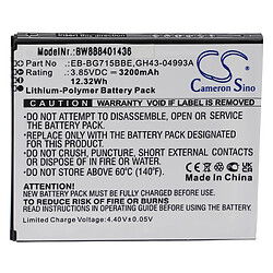 vhbw Batterie remplacement pour Samsung EB-BG715BBE, GH43-04993A pour smartphone (3200mAh, 3,85V, Li-polymère)