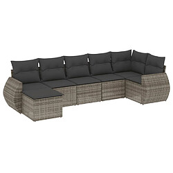 vidaXL Salon de jardin avec coussins 7 pcs gris résine tressée