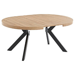 Vente-Unique Table à manger extensible 4 à 8 personnes en MDF et acier - Naturel clair et noir - KOMONI pas cher