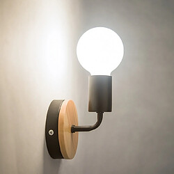 Avis Stoex Lampe murale noire Simplicity E27 LED Applique murale en fer et en bois pour salle des enfants Chambre Bar Hôtel (sans ampoule)