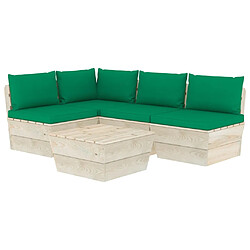 Maison Chic Salon de jardin palette 5 pcs avec coussins - Table et chaises d'extérieur - Mobilier/Meubles de jardin Moderne épicéa imprégné -MN56099