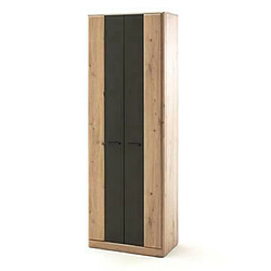 Armoire de rangement en bois coloris chêne / noir - L.69 x H.198 x P.39 cm -PEGANE- 