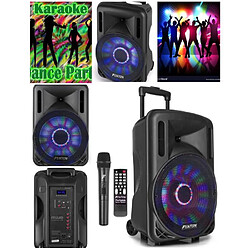 Fenton SONO PORTABLE 12" PARTY KARAOKE SUR BATTERIE /SD/USB/BT/MP3 + MICRO SANS FIL HQ LEDS RGB + Télécommande pour la fête en KARAOKE 