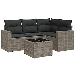 vidaXL Salon de jardin 5 pcs avec coussins gris résine tressée