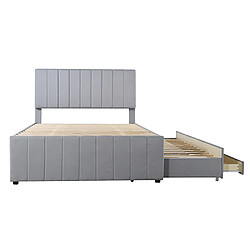 Sweiko Lit adulte 140x200 cm Lit rembourré avec lit gigogne et tiroirs de rangement lit double gris 