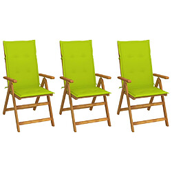 vidaXL Chaises pliables de jardin lot de 3 avec coussins Bois d'acacia 