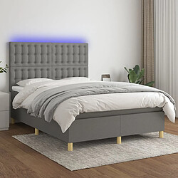 vidaXL Sommier à lattes de lit et matelas et LED Gris foncé 140x200 cm 