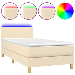 vidaXL Sommier à lattes de lit avec matelas LED Crème 100x200 cm Tissu