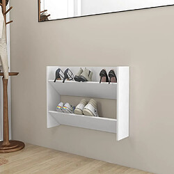 vidaXL Armoire à chaussures murale Blanc 80x18x60 cm Aggloméré